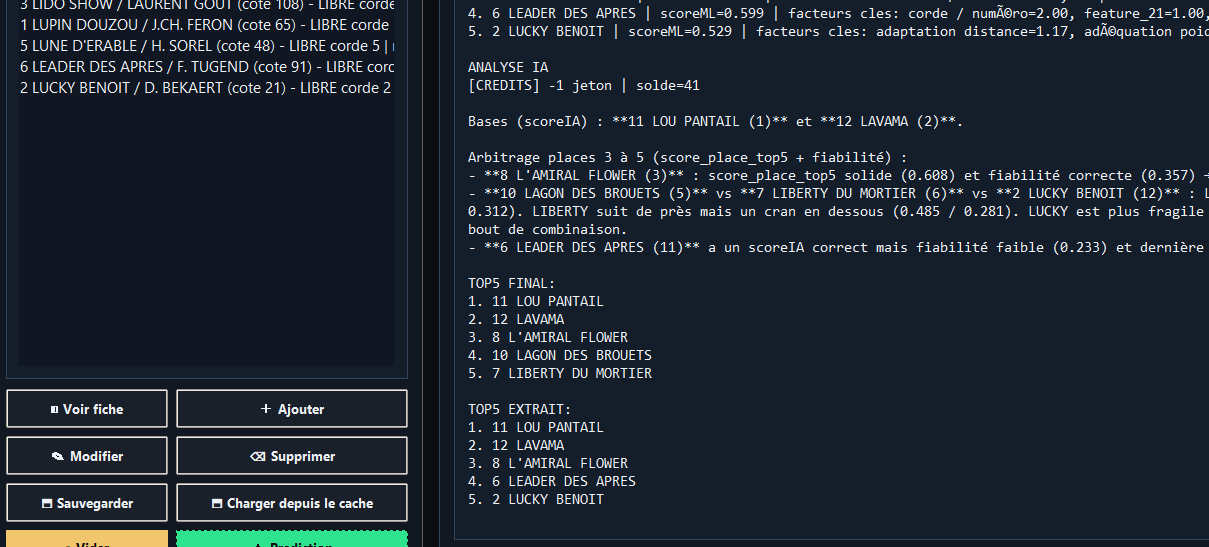 Capture agrandie de l'analyse et de la prediction IA de Neo Epic